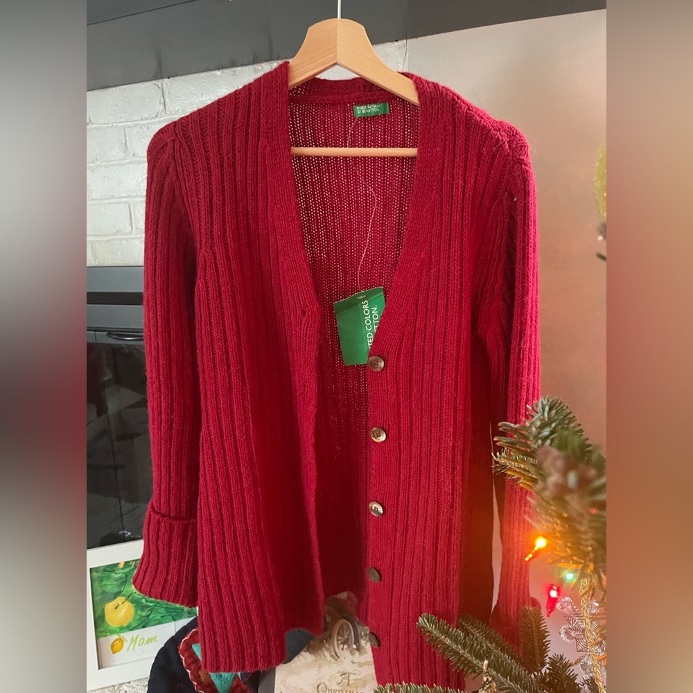 United Colors of Benetton Italian Red Wool Cardigan
